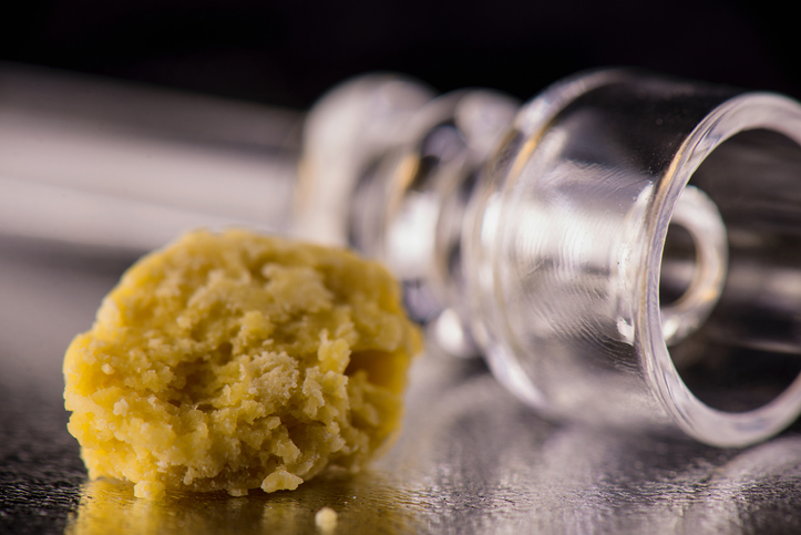 Marijuana extraction concentrate aka wax crumble on dark background