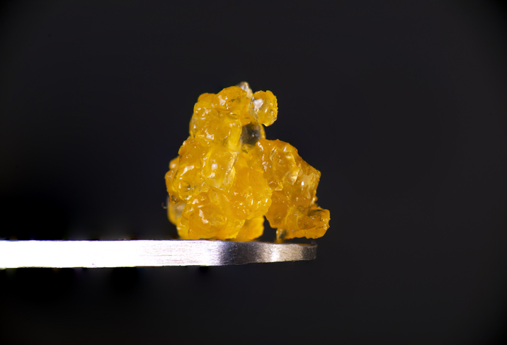 Macro detail of cannabis concentrate HTFSE extracted from medical marijuana badder thc