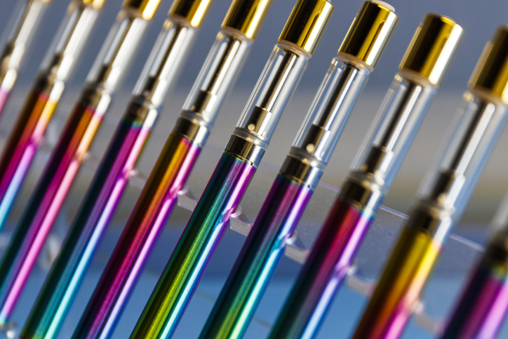 Vape or vaporizer pens. Vape pens come with refillable cartridges that can be filled with THC oil, cannabis oil, hash oil, CBD oil, or vape juice. Vaporizers are also known as e-cigarettes II cannabis vape